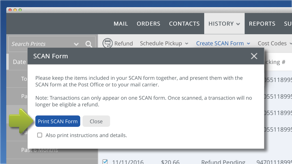 Create a USPS SCAN Form – Endicia