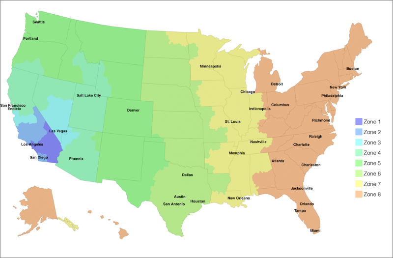 USPS Postal Zones – Endicia