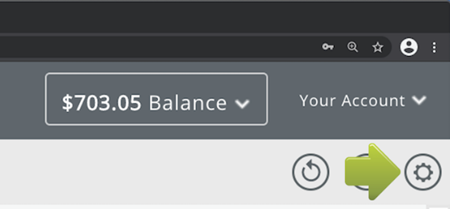 The settings icon is selected.